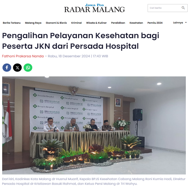 Terhitung 1 Januari 2025, Persada Hospital Tidak Bekerjasama dengan BPJS Kesehatan